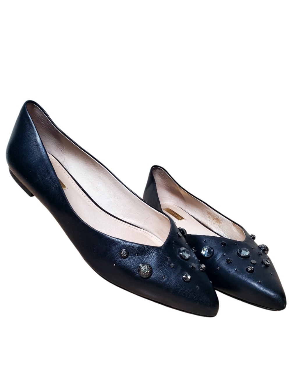Louise et Cie Black Pointed Toe Embellished Flats